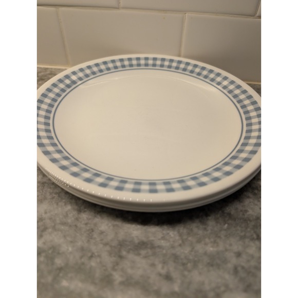Corelle Gingham Blue Salad Plates Set of 2‎ - Picture 1 of 3
